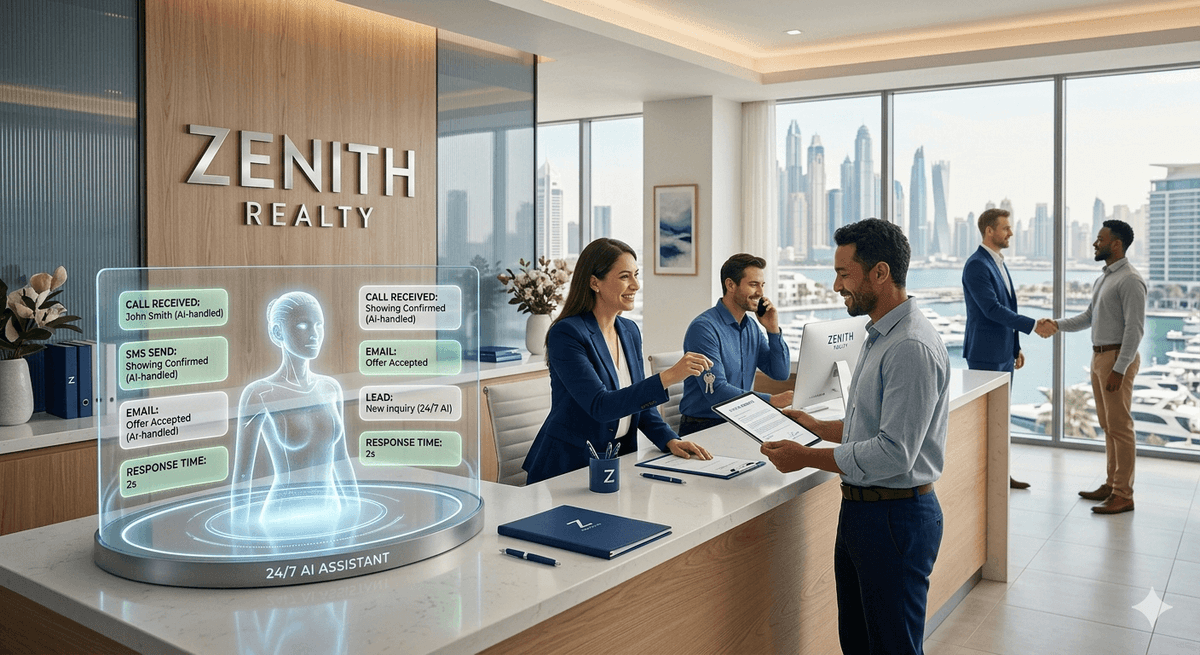 Modern real estate agency office front